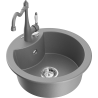 Mexen Diego granite kitchen sink 1-bowl with Carla kitchen faucet, gray - 6512-71-670700-71