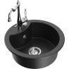 Mexen Diego 1-compartment granite sink with a kitchen mixer tap Carla, Black/Silver metallic - 6512-73-670700-00