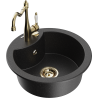 Mexen Diego 1-bowl granite sink with Carla kitchen tap, black/silver metallic - 6512-73-670700-50