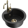 Mexen Diego Granite Kitchen Sink Single Bowl with Carla Kitchen Faucet, Black/Silver Metallic - 6512-73-670700-50