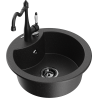 Mexen Diego 1-compartment granite sink with a kitchen mixer tap Carla, Black/Silver metallic - 6512-73-670700-70-B