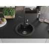 Mexen Diego 1-bowl granite sink with Carla kitchen tap, black/silver metallic - 6512-73-670700-70