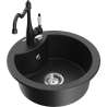 Mexen Diego 1-bowl granite sink with kitchen faucet Carla, black/silver metallic - 6512-73-670700-70