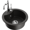 Mexen Diego 1-compartment granite sink with a kitchen mixer tap Carla, Black/Gold metallic - 6512-75-670700-00