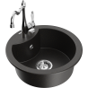 Mexen Diego granit kitchen sink 1-bowl with Carla kitchen faucet, black/gold metallic - 6512-75-670700-00
