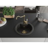 Mexen Diego granite sink 1-compartment with kitchen faucet Carla, black/gold metallic - 6512-75-670700-50