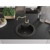Mexen Diego 1-bowl granite sink with Carla kitchen faucet, black/gold metallic - 6512-75-670700-50-B