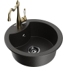 Mexen Diego 1-bowl granite kitchen sink with Carla kitchen faucet, black/gold metallic - 6512-75-670700-50-B