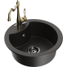 Mexen Diego 1-bowl granite sink with Carla kitchen faucet, black/gold metallic - 6512-75-670700-50-B