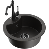 Mexen Diego granite sink 1-bowl with kitchen faucet Carla, black/gold metallic - 6512-75-670700-70-B