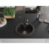Mexen Diego single-bowl granite sink with Carla kitchen tap, black/gold metallic - 6512-75-670700-70