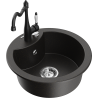 Mexen Diego 1-compartment granite sink with a kitchen mixer tap Carla, Black/Gold metallic - 6512-75-670700-70