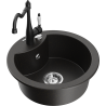 Mexen Diego single-bowl granite sink with Carla kitchen tap, black/gold metallic - 6512-75-670700-70