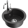 Mexen Diego granite kitchen sink 1-bowl with Carla kitchen faucet, black speckled - 6512-76-670700-00