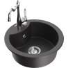 Mexen Diego single-bowl granite sink with Carla kitchen faucet, black speckled - 6512-76-670700-00