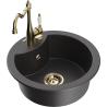 Mexen Diego 1-compartment granite sink with a kitchen mixer tap Carla, spotted black - 6512-76-670700-50