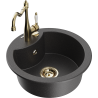 Mexen Diego single-bowl granite sink with kitchen faucet Carla, speckled black - 6512-76-670700-50