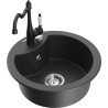 Mexen Diego 1-Bowl Granite Kitchen Sink with Carla Tap, Black Spotted - 6512-76-670700-70