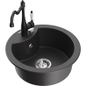 Mexen Diego 1-Bowl Granite Sink with Carla Kitchen Faucet, Speckled Black - 6512-76-670700-70