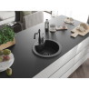 Mexen Diego granite sink 1-bowl with Carla kitchen faucet, black speckled - 6512-76-670700-70-B