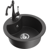 Mexen Diego granite sink 1-bowl with kitchen faucet Carla, black speckled - 6512-76-670700-76