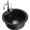 Mexen Diego granite kitchen sink single-bowl with kitchen faucet Carla, black - 6512-77-670700-00
