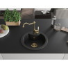 Mexen Diego 1-bowl granite sink with Carla kitchen faucet, black - 6512-77-670700-50
