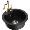 Mexen Diego 1-bowl granite sink with Carla kitchen faucet, black - 6512-77-670700-50