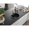 Mexen Diego granite kitchen sink 1-bowl with Carla kitchen faucet, black - 6512-77-670700-50-B