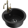 Mexen Diego 1-bowl granite kitchen sink with Carla kitchen faucet, black - 6512-77-670700-50-B