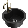 Mexen Diego single-bowl granite sink with Carla kitchen tap, black - 6512-77-670700-50-B