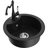 Mexen Diego 1-bowl granite sink with kitchen faucet Carla, black - 6512-77-670700-70