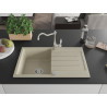 Mexen Bruno granite sink 1-bowl with drainer and kitchen faucet Carla, beige - 6513-69-670700-00