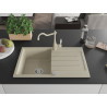 Mexen Bruno granite kitchen sink 1-bowl with drainer and Carla kitchen faucet, beige - 6513-69-670700-69