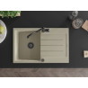 Mexen Bruno granite single-bowl sink with drainer and Carla kitchen faucet, beige - 6513-69-670700-70
