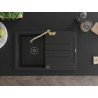 Mexen Bruno granite kitchen sink 1-bowl with drainer and kitchen faucet Carla, black - 6513-77-670700-50-B