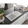 Mexen Cesar granite sink 1-bowl with drainer and kitchen tap Carla, white - 6514-20-670700-00