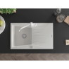 Mexen Cesar granite kitchen sink 1-bowl with drainer and kitchen faucet Carla, white - 6514-20-670700-20
