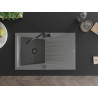Mexen Cesar 1-Bowl Granite Sink with Drainer and Carla Kitchen Faucet, Gray - 6514-71-670700-70-B