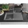 Mexen Cesar granite sink 1-bowl with drainer and kitchen tap Carla, grey - 6514-71-670700-71