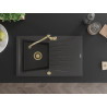 Mexen Cesar 1-bowl granite sink with drainer and kitchen faucet Carla, black speckled - 6514-76-670700-50