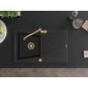 Mexen Cesar Granite Sink 1-Bowl with Drainer and Carla Kitchen Tap, Black - 6514-77-670700-50
