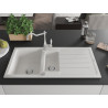 Mexen Andres 1.5-Bowl Granite Sink with Drainer and Carla Kitchen Faucet, White - 6515-20-670700-00