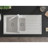 Mexen Andres granite sink 1.5-bowl with drainer and kitchen faucet Carla, white - 6515-20-670700-20