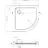 Mexen Flat slim semicircular shower tray 80 x 80 cm, white, gold siphon - 41108080G