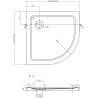 Mexen Flat semi-circular slim shower tray 90 x 90 cm, white, gold siphon - 41109090G