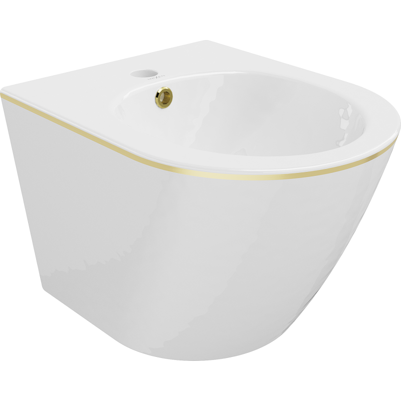 Mexen Lena hanging bidet, white/gold line - 35224805