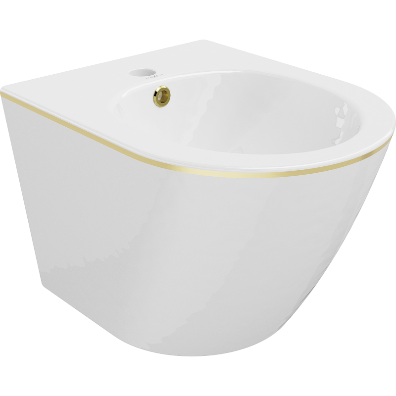 Mexen Lena wall hung bidet, White/Gold line - 35224805
