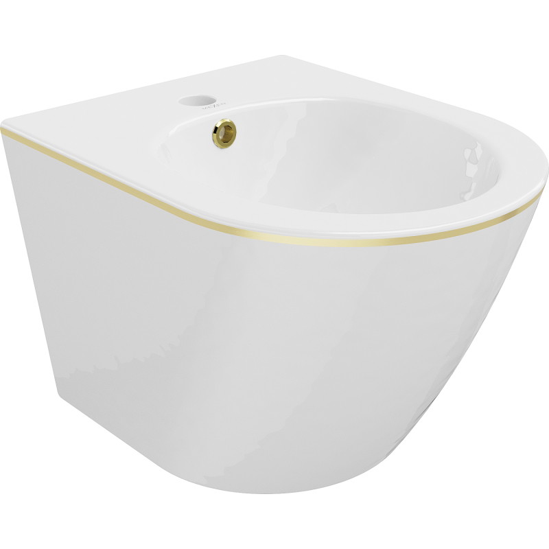 Mexen Lena wall-mounted bidet, white/gold line - 35224805
