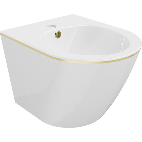 Mexen Lena wall-mounted bidet, white/gold line - 35224805